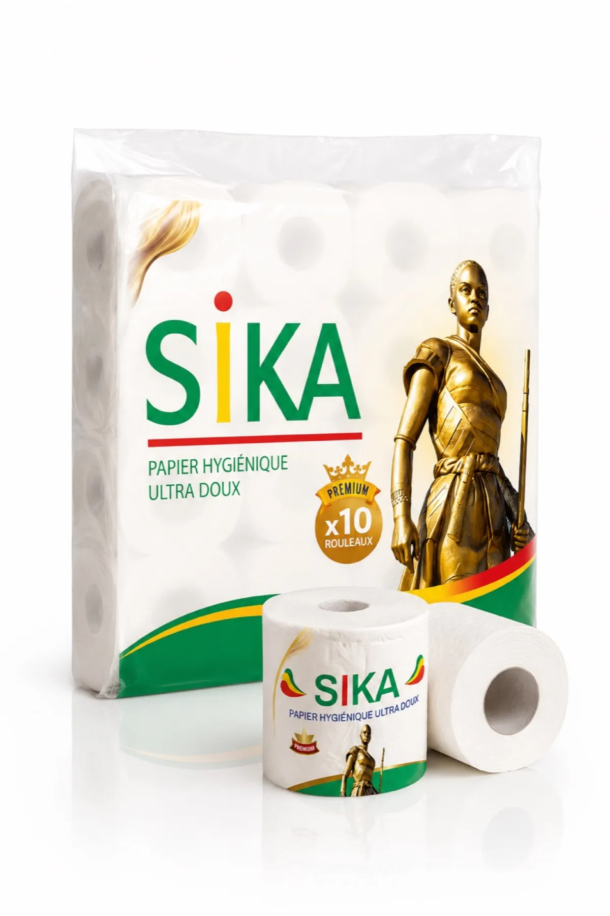 Pack SIKA x10 et rouleau, papier hygiénique premium ultra-doux